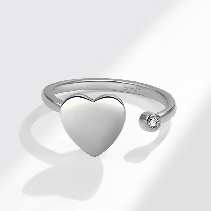 S925 sterling silver ring opening adjustable rotating heart ring for women - Image 3