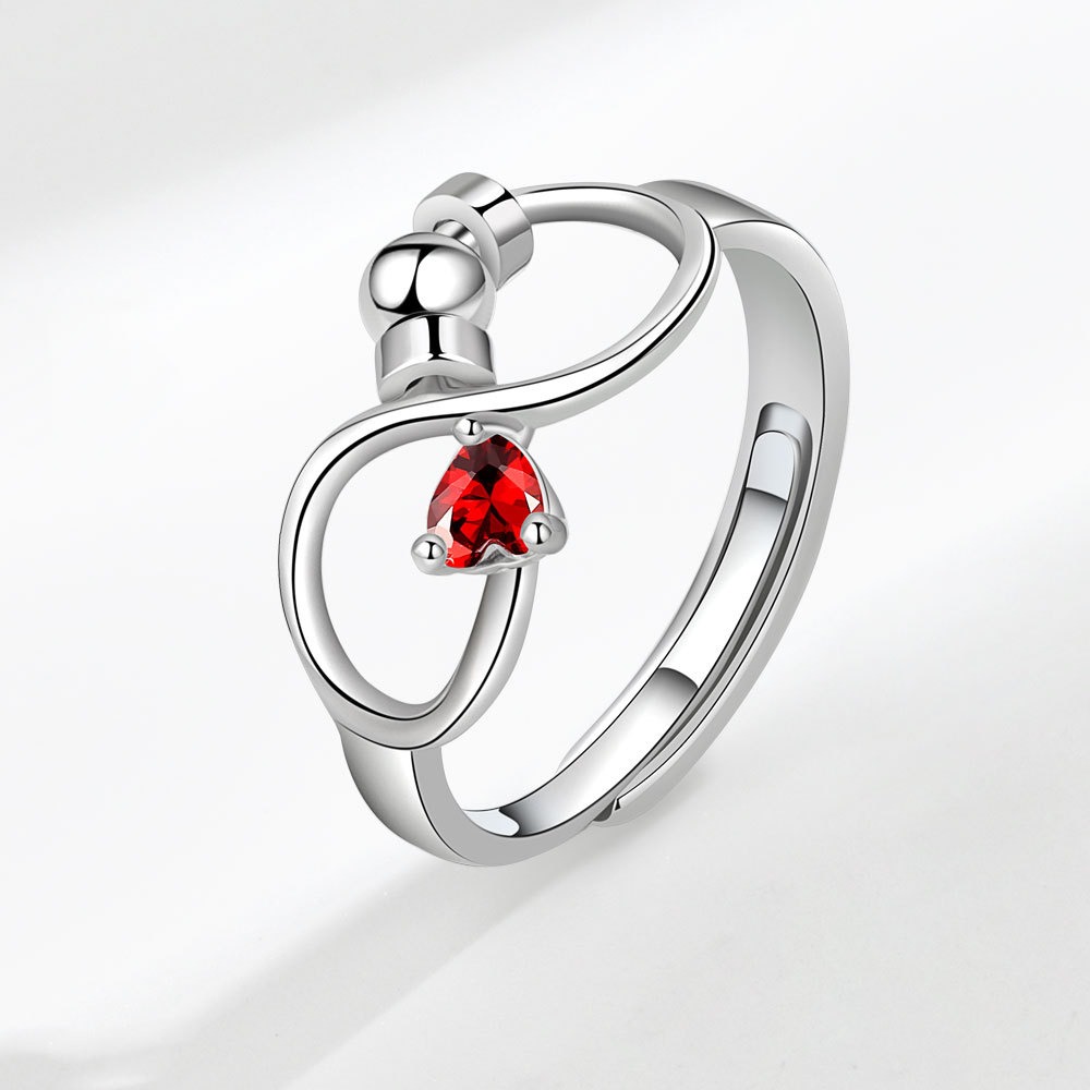 S925 sterling silver ring opening adjustable rotation 12th birthday women's ring - Image 2