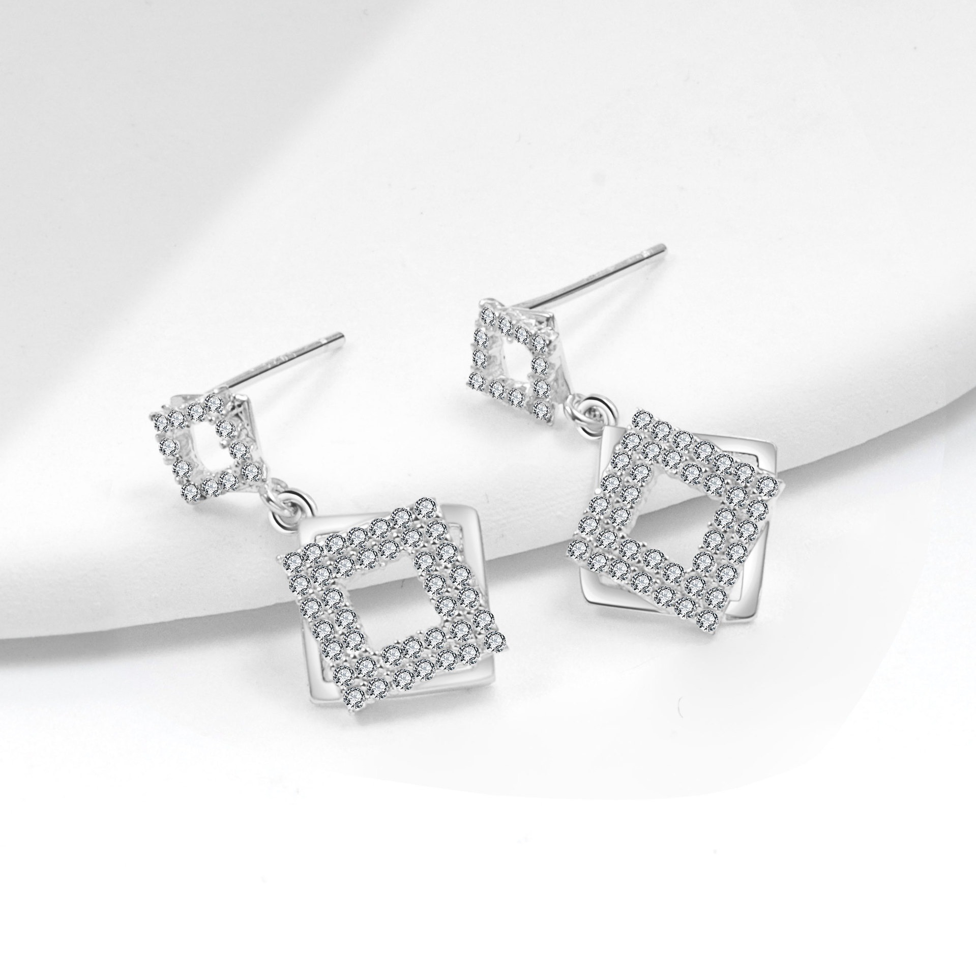 S925 sterling silver stud earrings tassel diamond earrings - Image 3