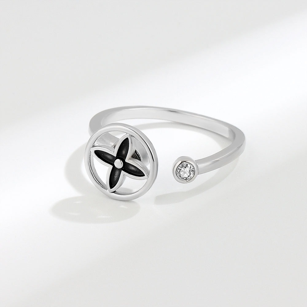 S925 sterling silver ring opening adjustable rotating four-leaf clover ring for women - Image 3