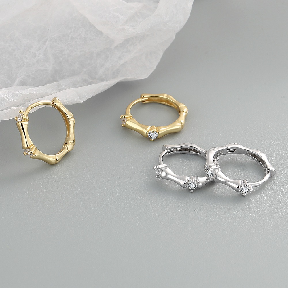 S925 sterling silver stud earrings slub earrings - Image 4