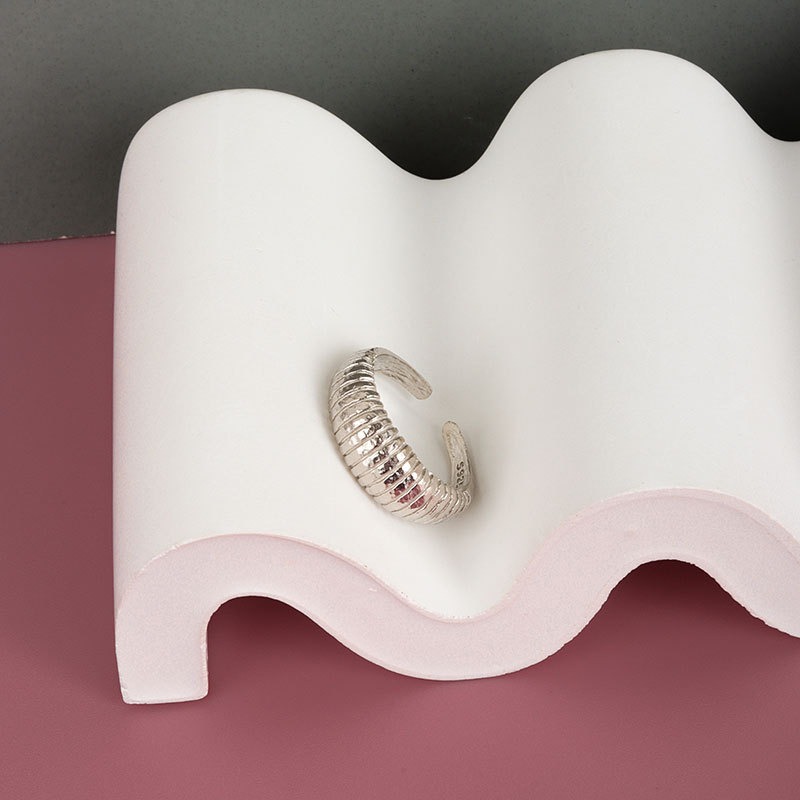 S925 sterling silver ring opening adjustable gold foil women's ring - Image 3