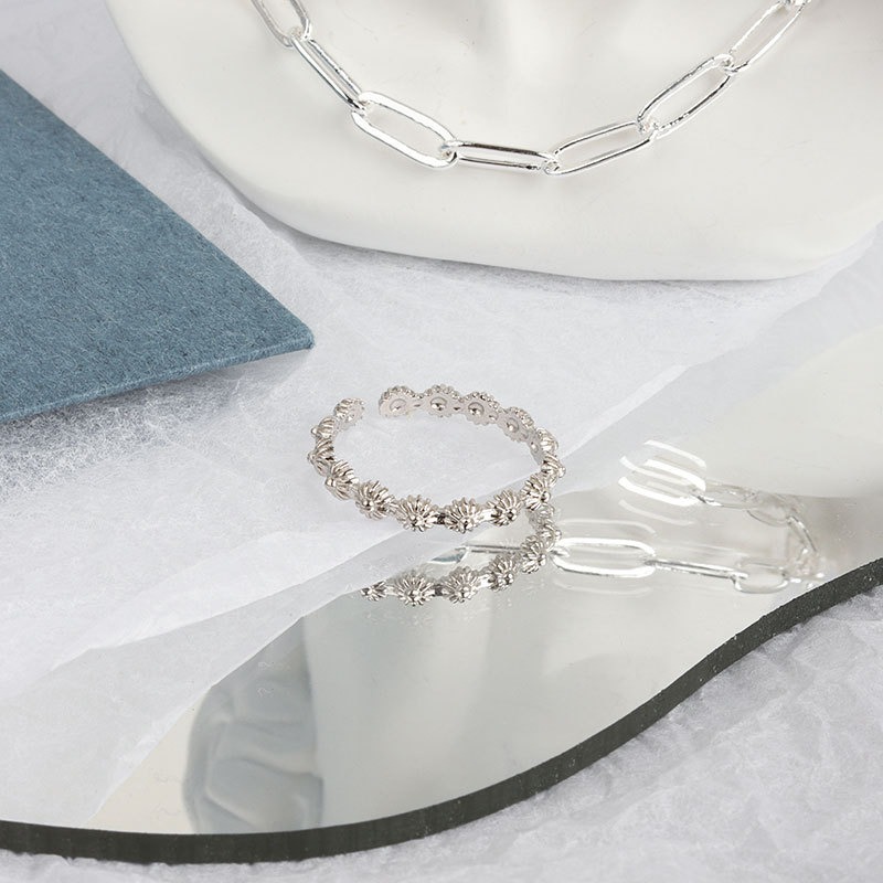 S925 sterling silver ring opening adjustable gold foil women's ring - Image 3