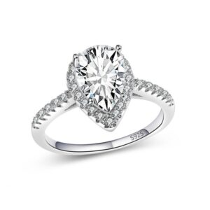 S925 Sterling Silver Ring Oval Zircon Ring for Women