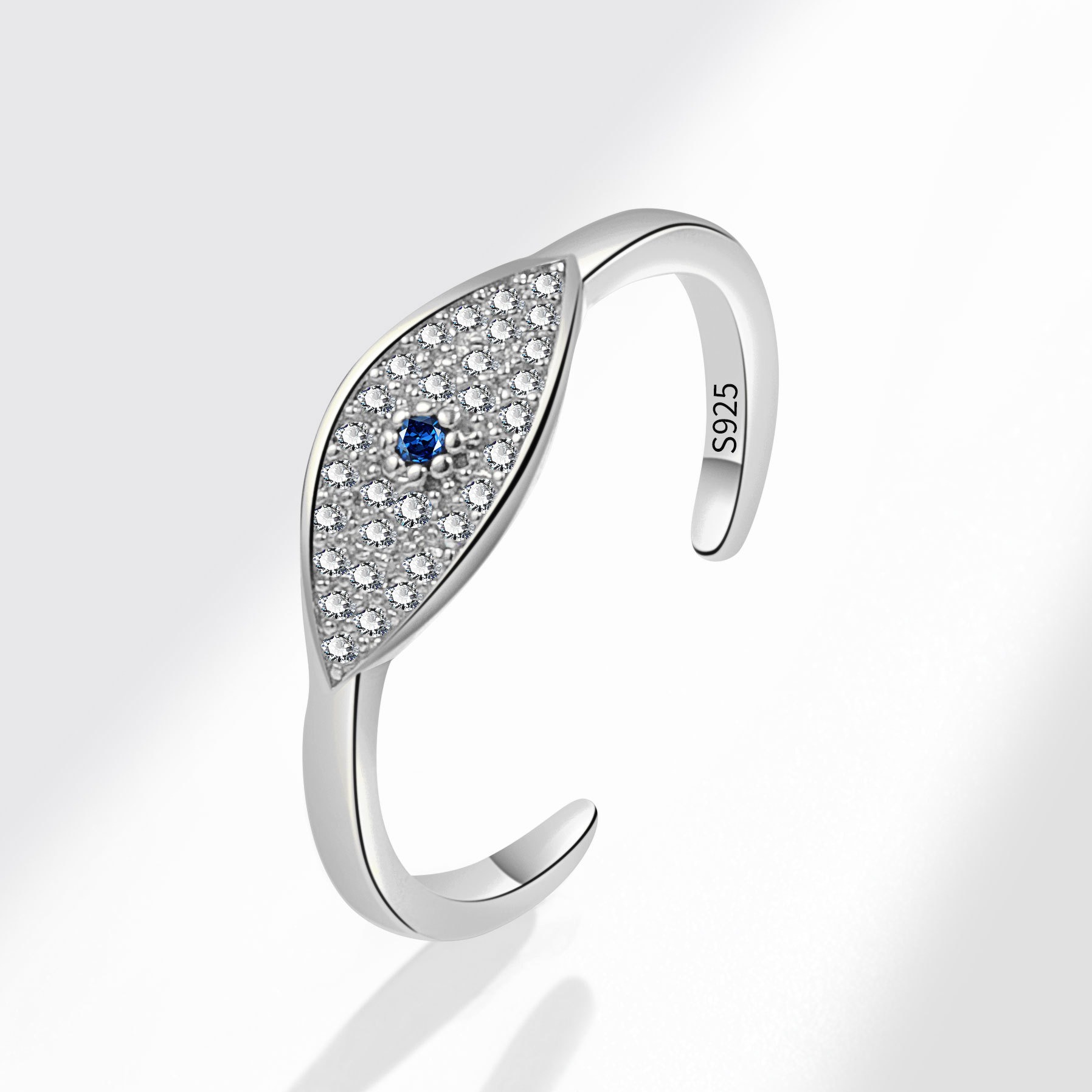 S925 Sterling Silver Ring Opening Adjustable Devil's Eye Ring Ring for Women - Image 2