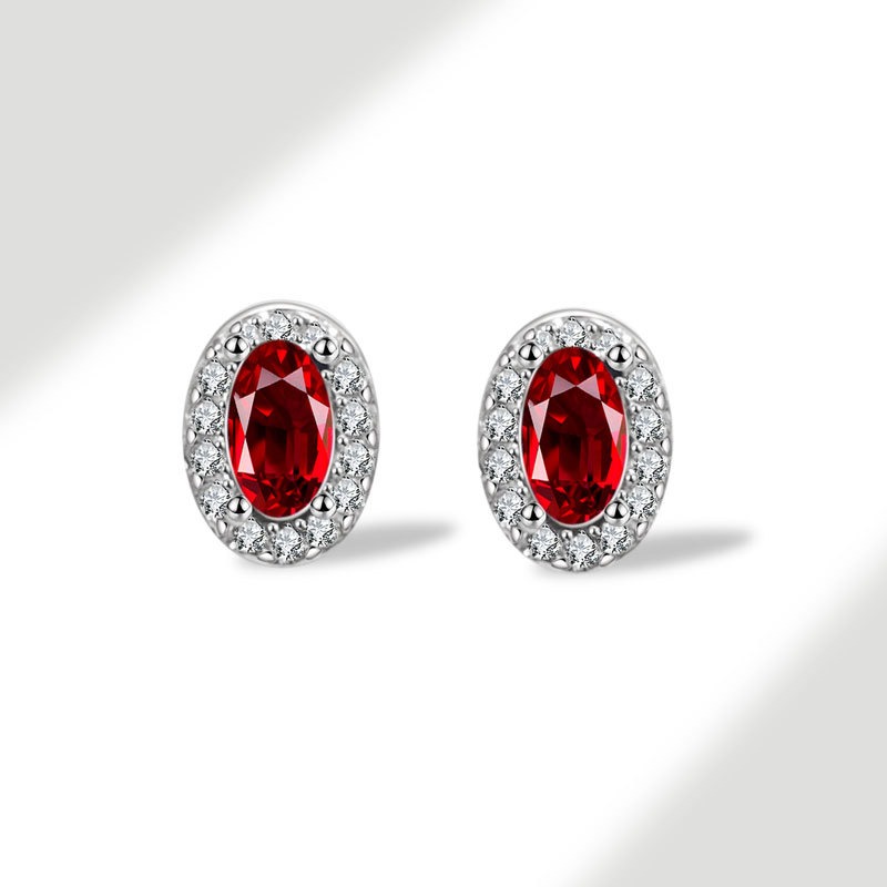 S925 sterling silver stud earrings 12th birthday oval zircon earrings - Image 2
