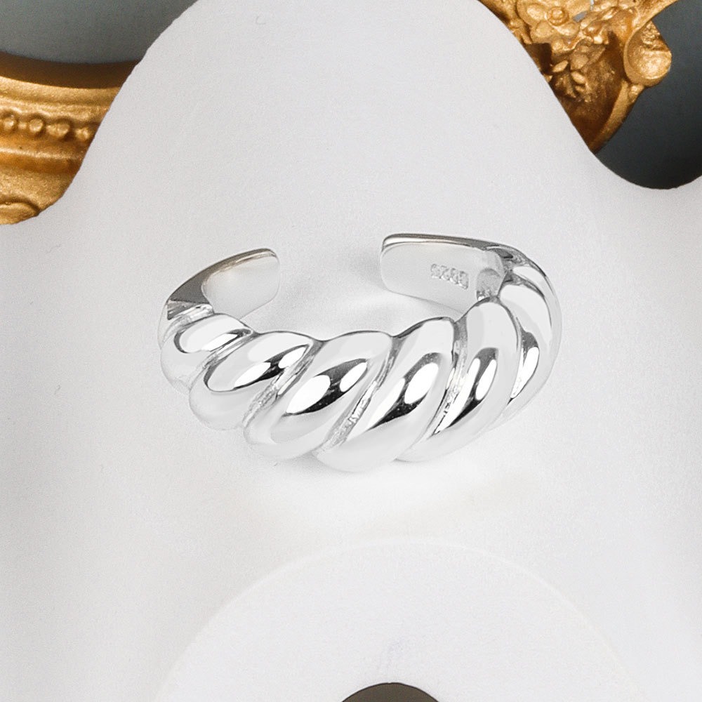 S925 sterling silver ring opening adjustable thread twist women's ring - Image 3