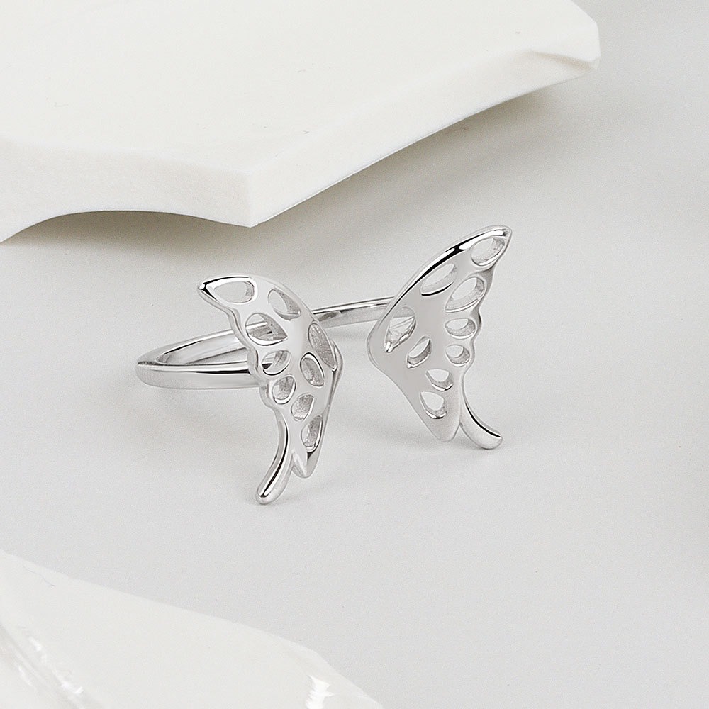 S925 Sterling Silver Ring Opening Adjustable Butterfly Ring for Women - Image 3