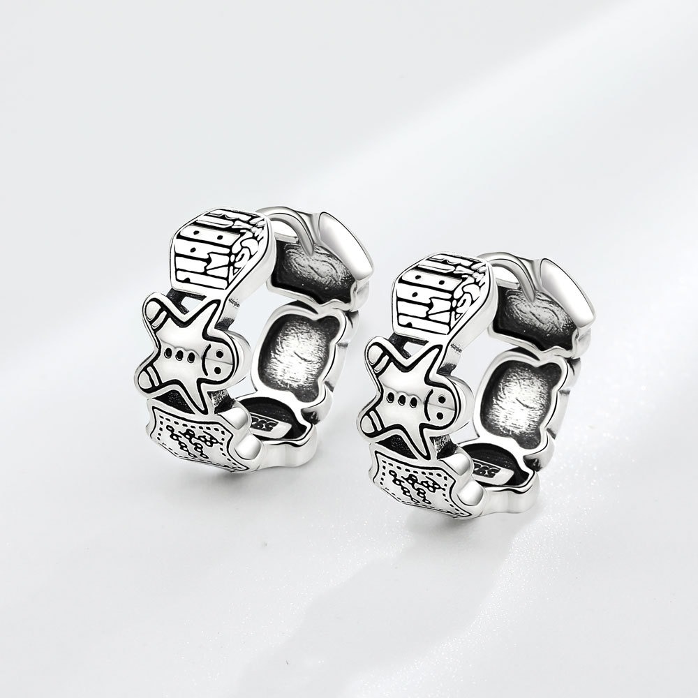 S925 sterling silver stud earrings cartoon bear earrings - Image 2