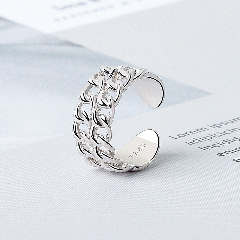 S925 sterling silver ring opening adjustable women's ring style - Image 3