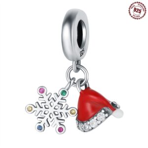 S925 Sterling Silver Beaded DIY Snowflake Santa Hat Bracelet Accessories
