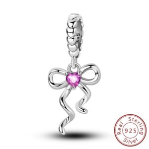 S925 sterling silver beaded heart bow bracelet accessory