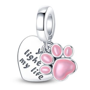 S925 sterling silver beaded luminous pink cat's paw bracelet accessory