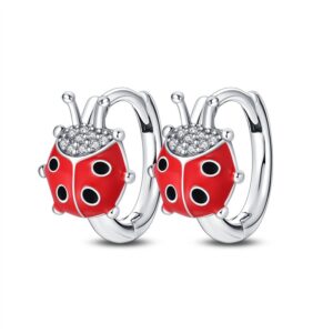 S925 sterling silver ladybug earrings