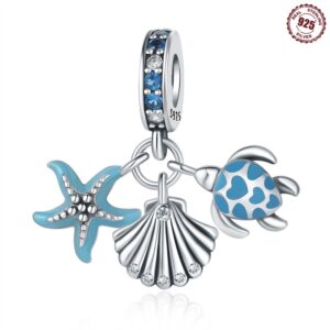 S925 Sterling Silver Beaded DIY Turtle Starfish Bracelet Accessories