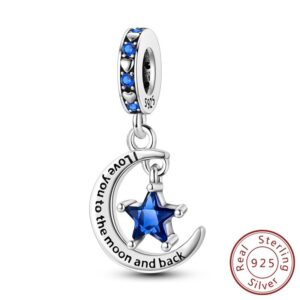 S925 sterling silver beaded moon star bracelet accessory
