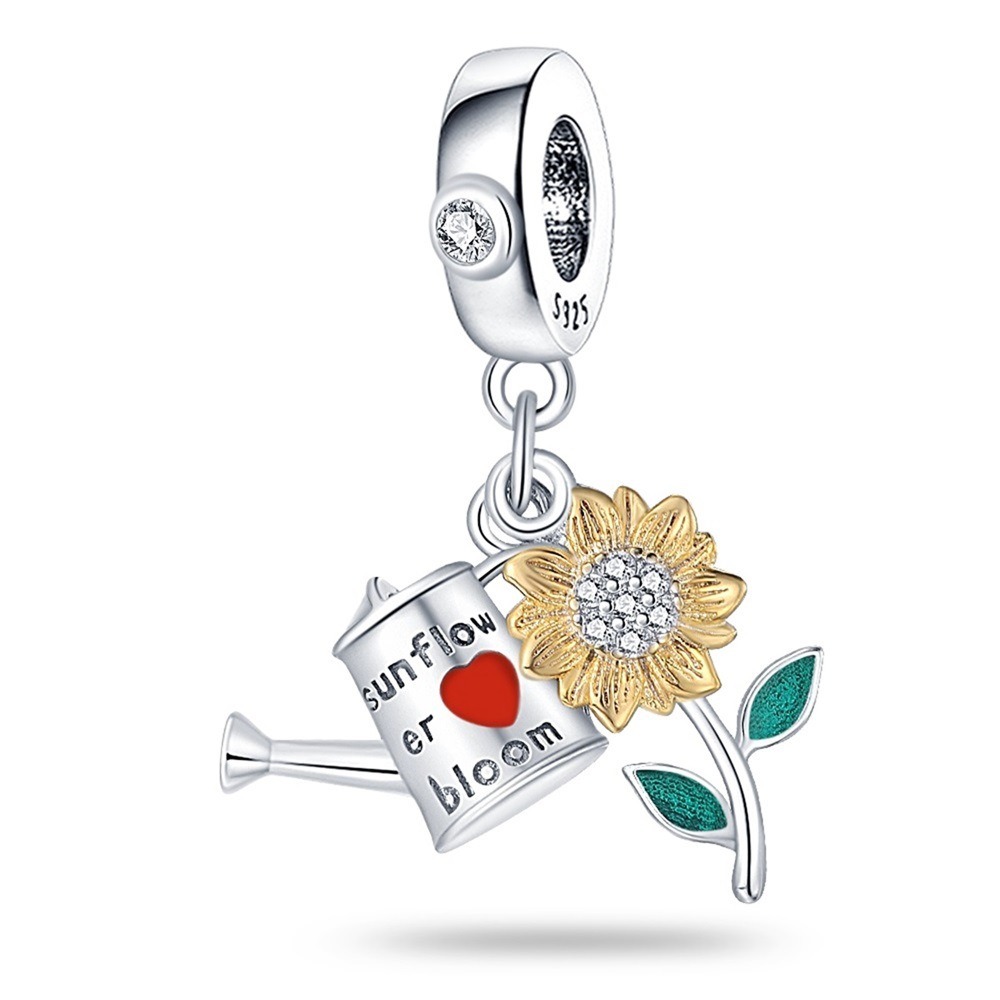 S925 sterling silver beaded sunflower bracelet accessory