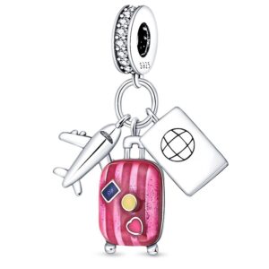 S925 sterling silver beaded to airplane suitcase chain accessory