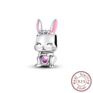 S925 Sterling Silver Beaded DIY Bunny Bracelet Accessories