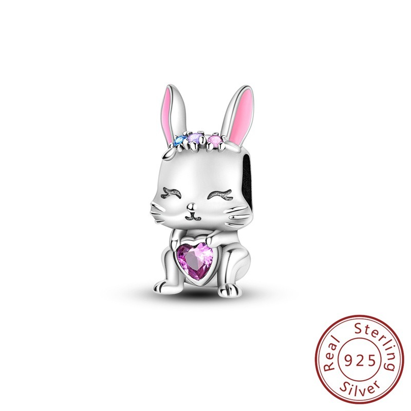 S925 Sterling Silver Beaded DIY Bunny Bracelet Accessories