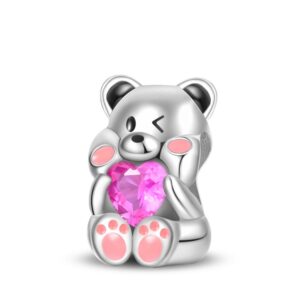 S925 Sterling Silver Beaded DIY Cartoon Bear Bracelet Accessories