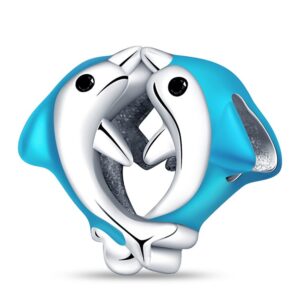 S925 sterling silver beaded DIY little dolphin bracelet accessories