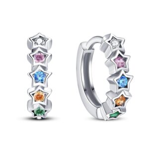 S925 sterling silver rainbow stud earrings