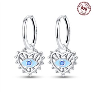 S925 Sterling Silver Heart Devil's Eye Stud Earrings
