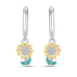 S925 sterling silver stud earrings sunflower earrings