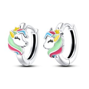 S925 sterling silver stud earrings rainbow pony earrings
