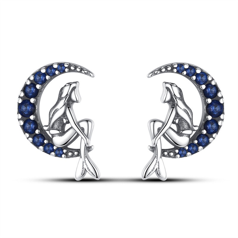 S925 sterling silver stud earrings mermaid earrings