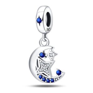 S925 sterling silver beaded DIY star and moon bracelet accessories