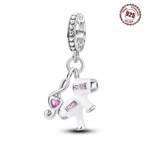 S925 sterling silver beaded DIY headphones note bracelet accessory