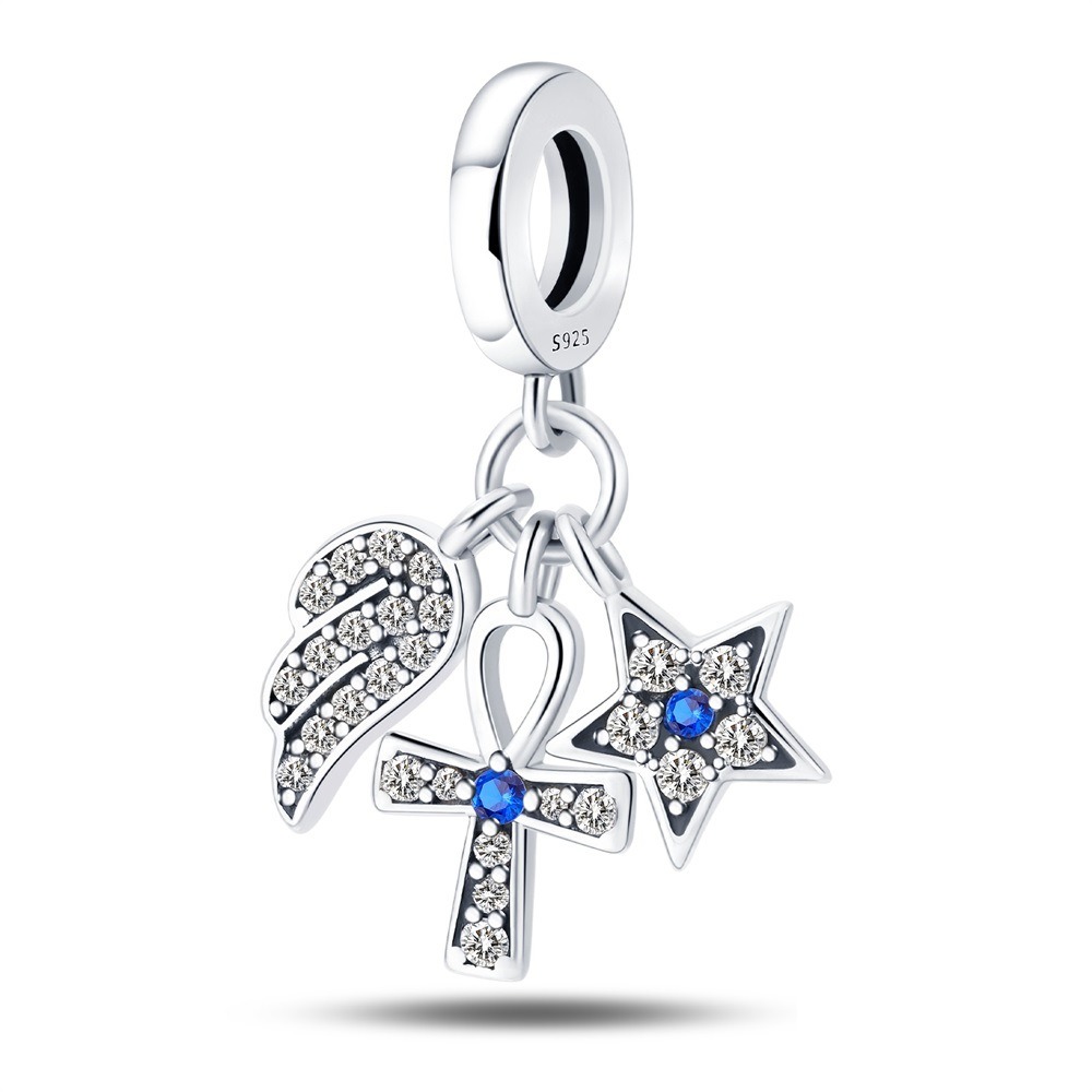 S925 Sterling Silver Beaded DIY Cross Bracelet Accessories