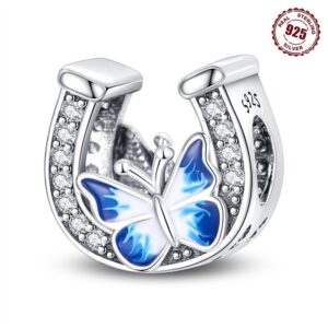 S925 Sterling Silver Beads DIY Horseshoe Butterfly Bracelet Accessories