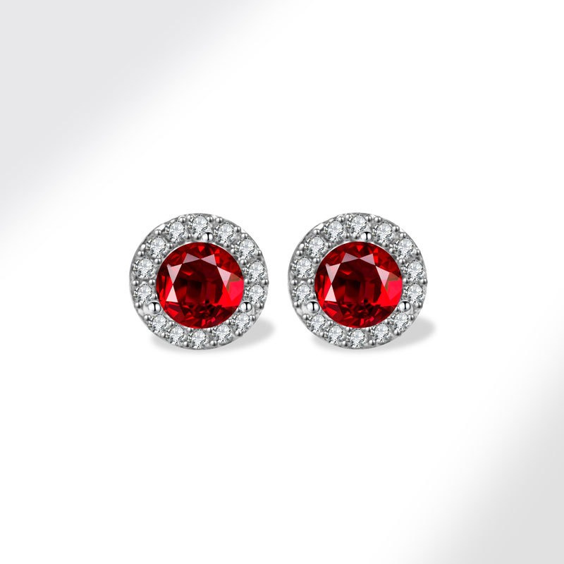 925 sterling silver stud earrings colored zircon twelve birthstone round earrings - Image 2