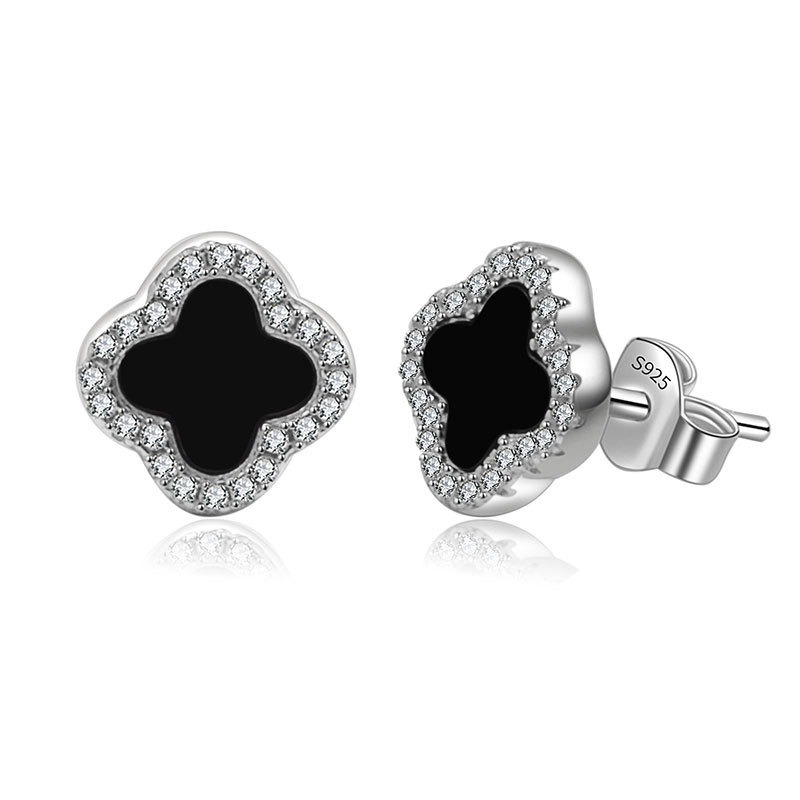 S925 sterling silver stud earrings fritillary four-leaf clover - Image 5