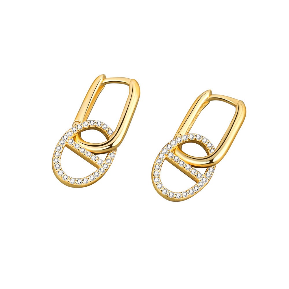 S925 sterling silver stud earrings with pig nose sailor rings