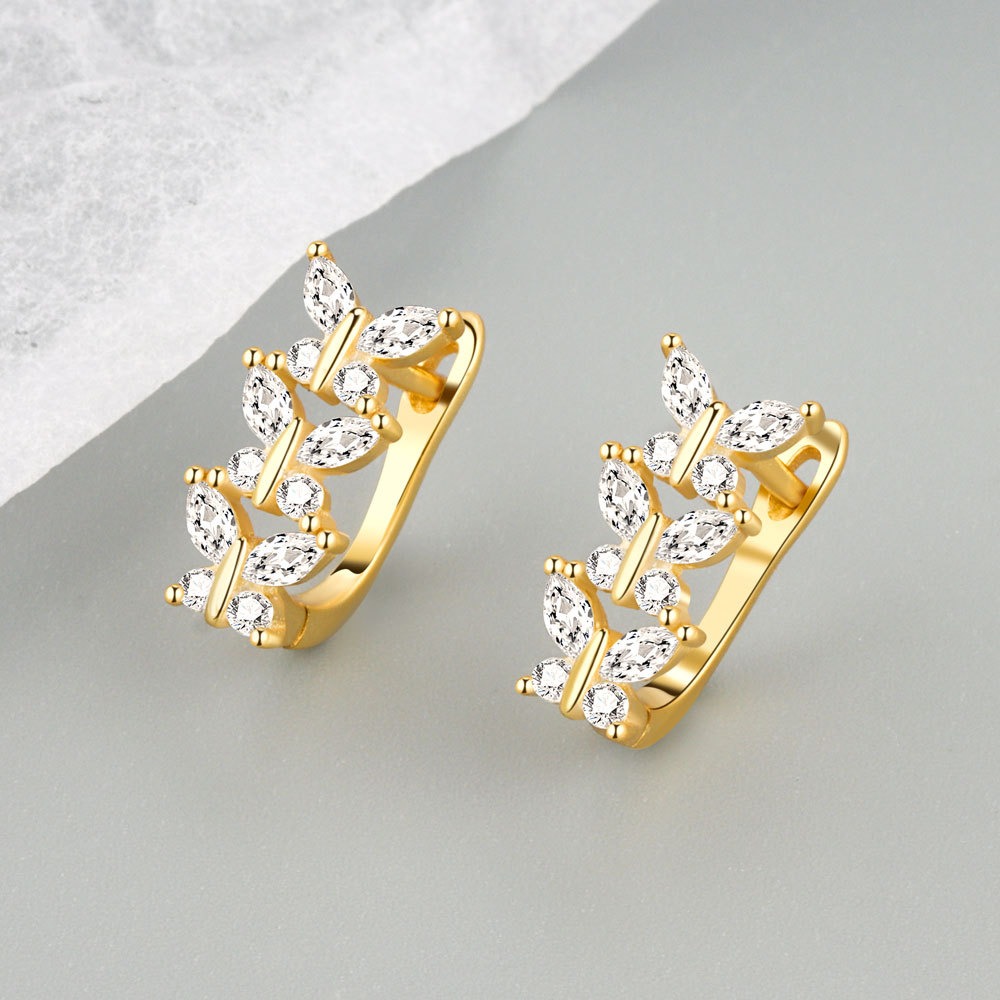 S925 sterling silver stud earrings U-shaped butterfly earrings - Image 2