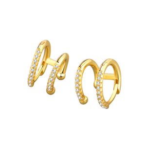 S925 sterling silver stud earrings double round earrings