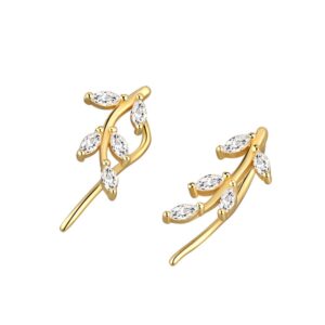 S925 sterling silver stud earrings marquise leaf earrings