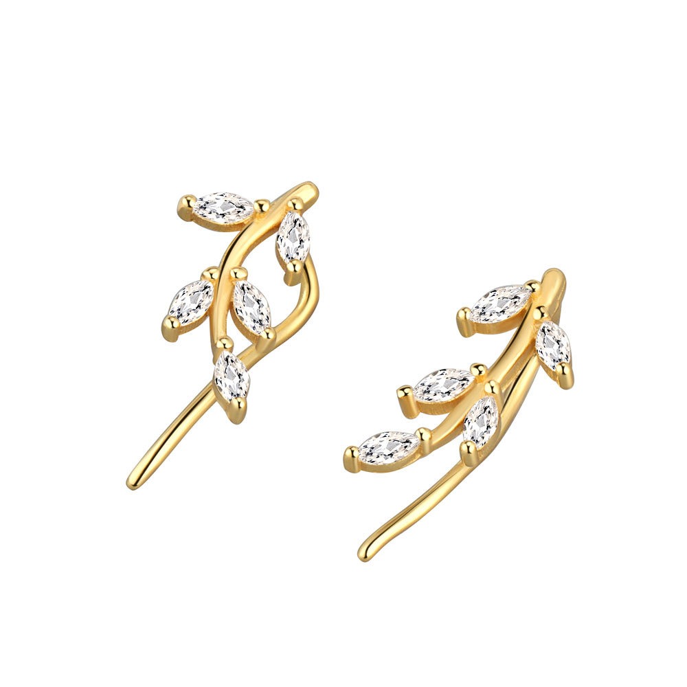 S925 sterling silver stud earrings marquise leaf earrings