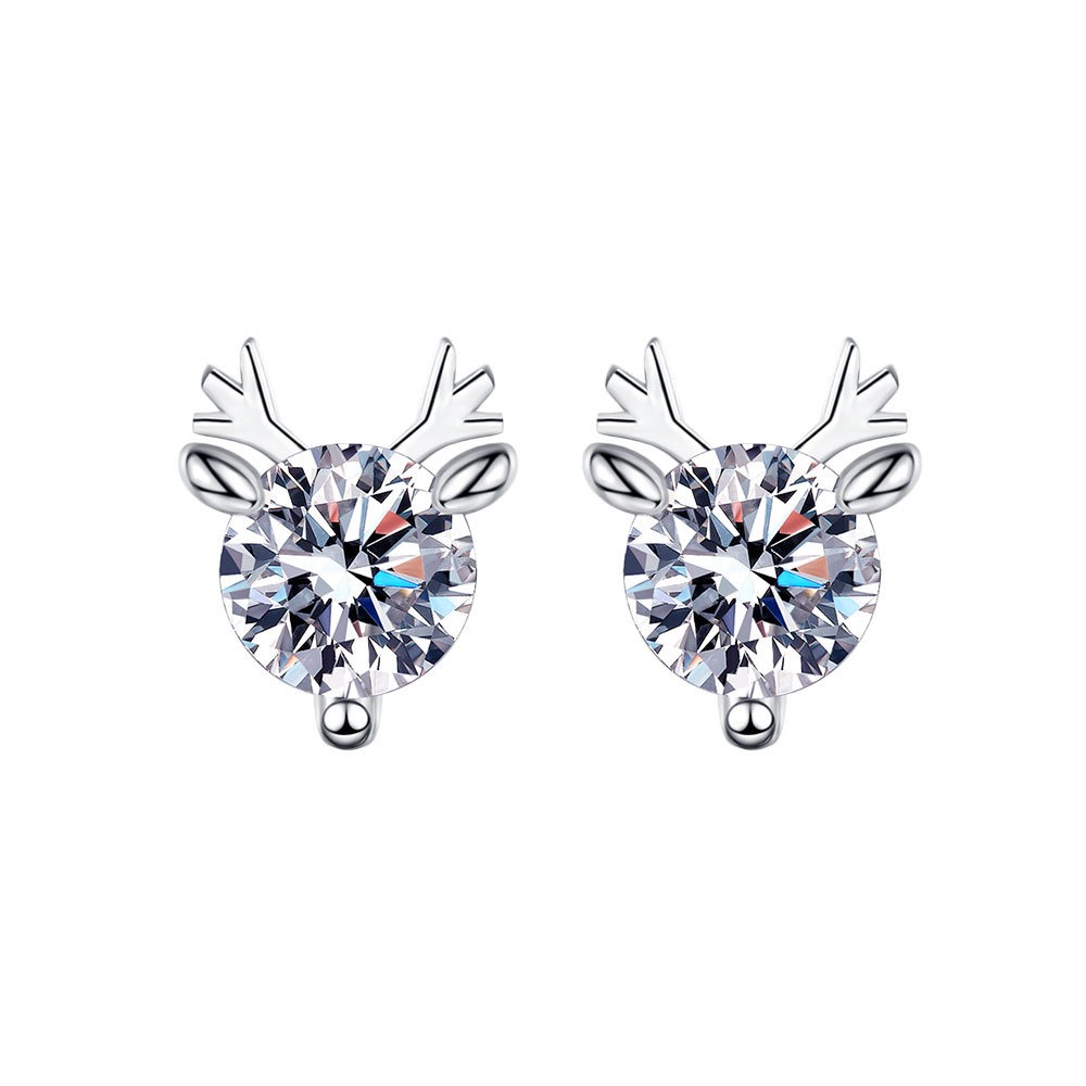 S925 sterling silver stud moissanite elk earrings