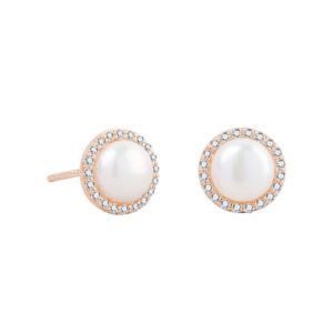 S925 sterling silver stud earrings round pearl earrings