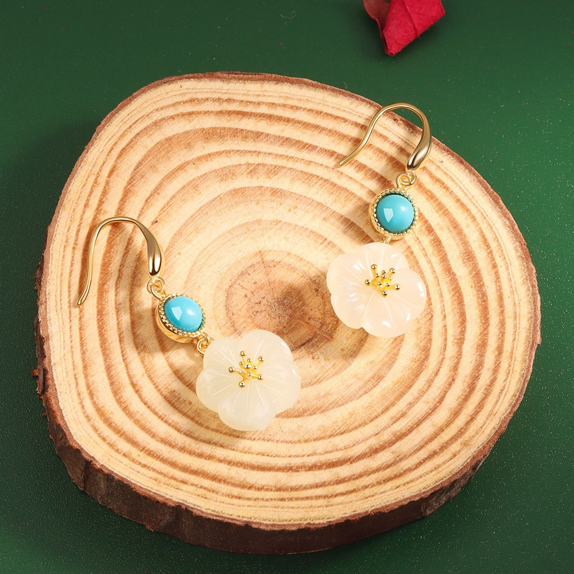 S925 sterling silver stud earrings and Tianyu flower earrings - Image 2