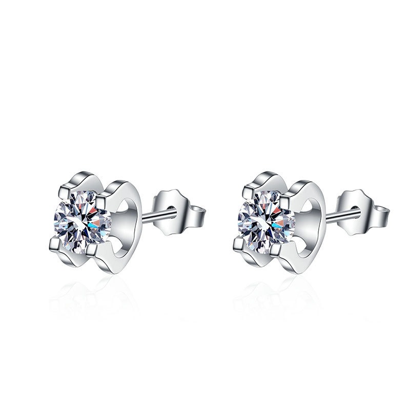 S925 sterling silver stud earrings GRA moissanite earrings