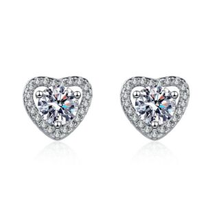 S925 sterling silver stud earrings GRA moissanite heart shaped earrings
