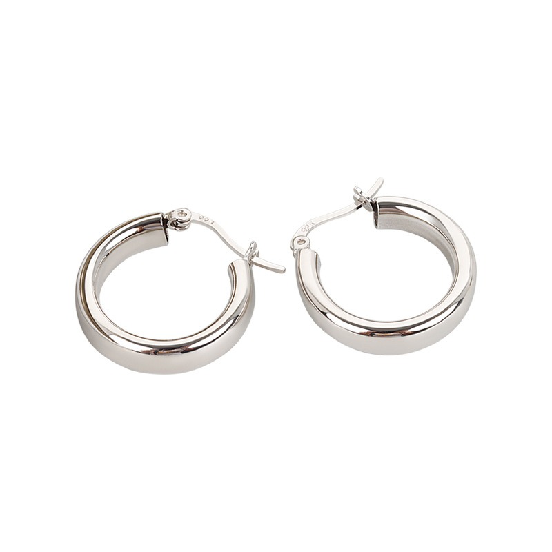 S925 sterling silver stud earrings glossy hoop earrings