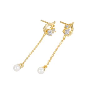 S925 sterling silver stud earrings with tassel pearl earrings
