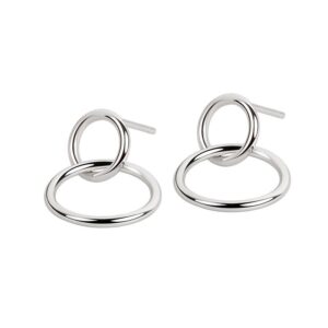 S925 sterling silver stud earrings geometric round circle earrings